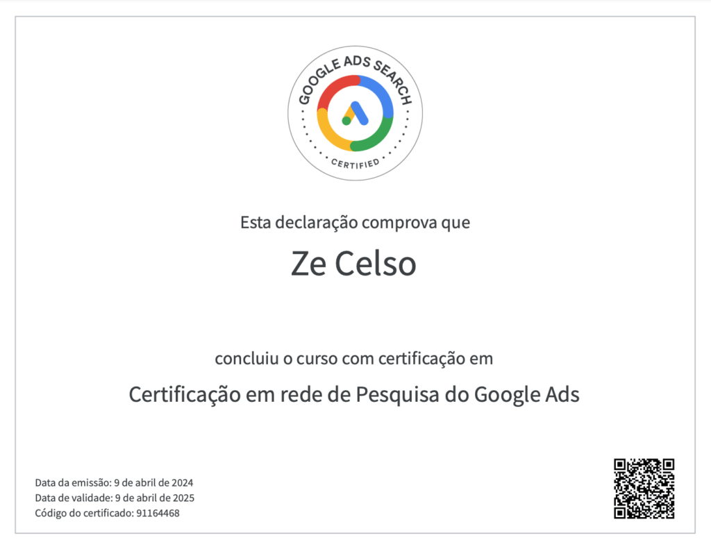 Certificado Google Ads
